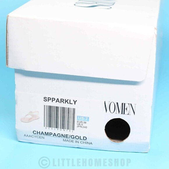 Like New!  Dream Pairs Champagne Gold Metallic Thong Sandal, Size 7 - Picture 11 of 11